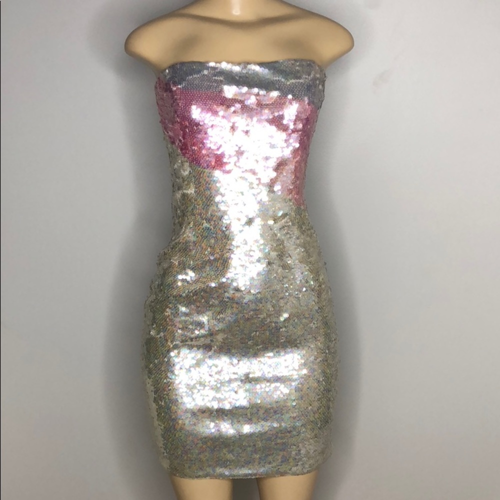 BLACKTIE Oleg Cassini Strapless Sequin Dress - Picture 1 of 7